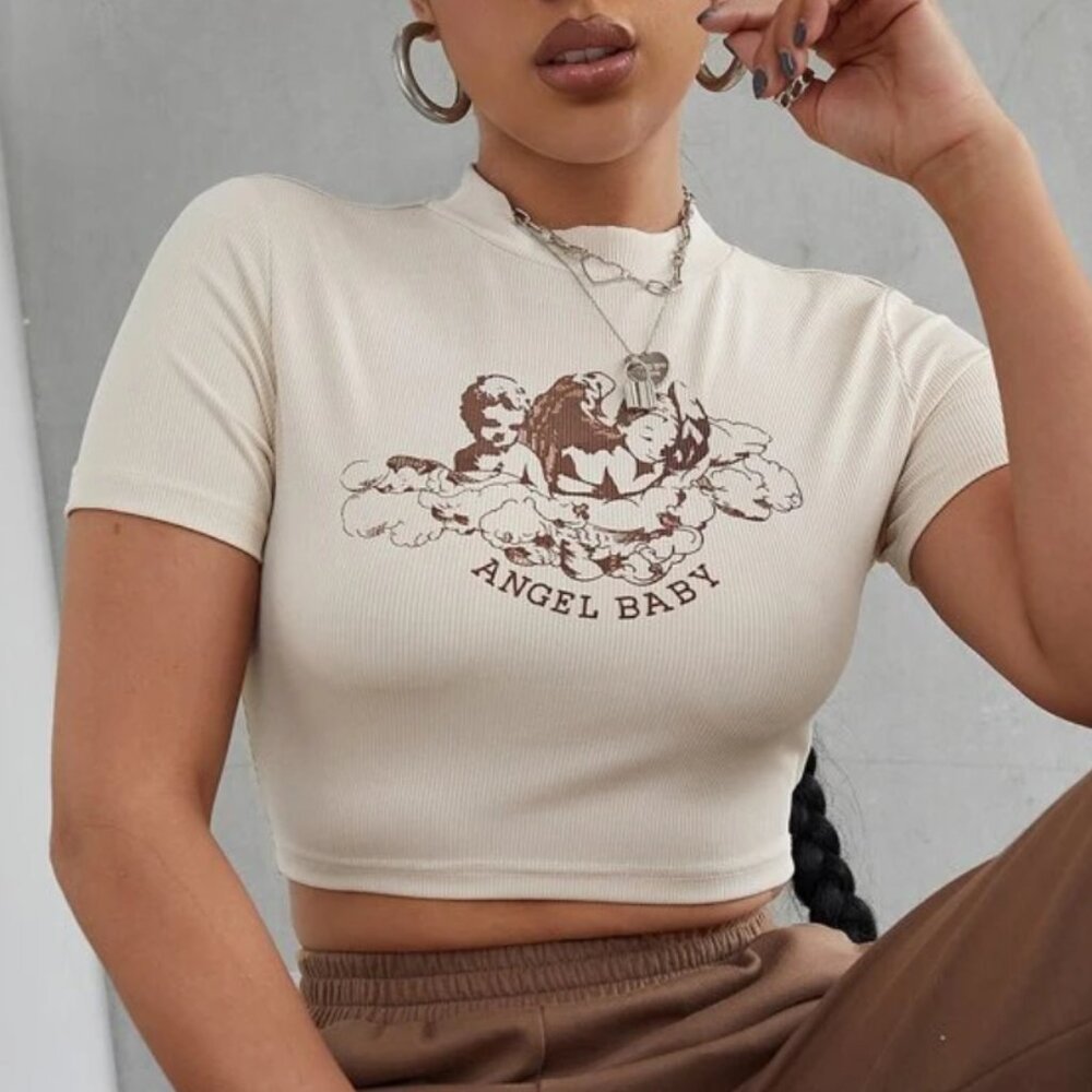shein angel baby cropped tee